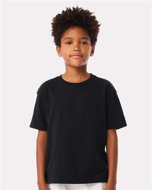 BELLA + CANVAS Youth 6 oz Heavyweight Crewneck Short Sleeve Durable Cotton T-Shirt for Everyday Wear