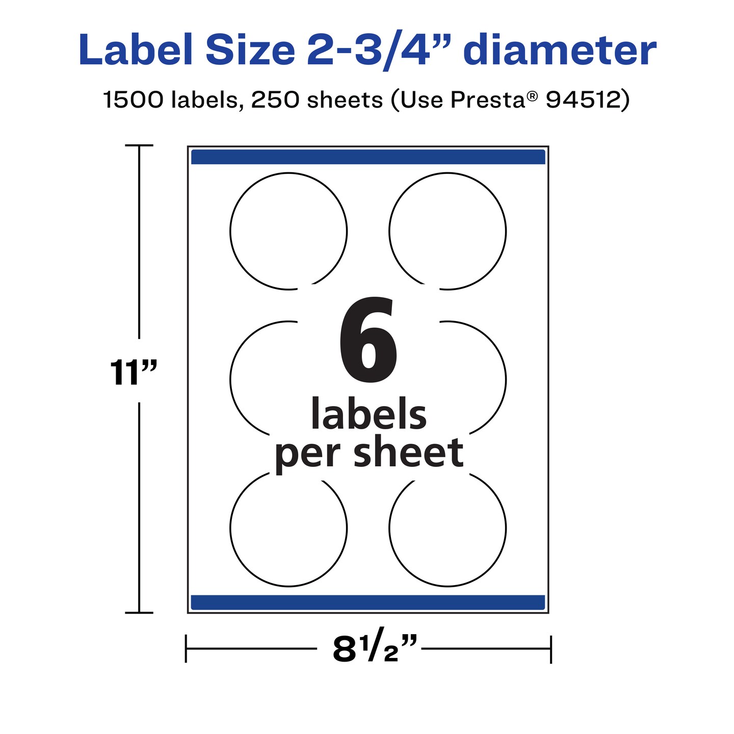 Avery Matte White Round Labels, 2.75&#x22; diameter