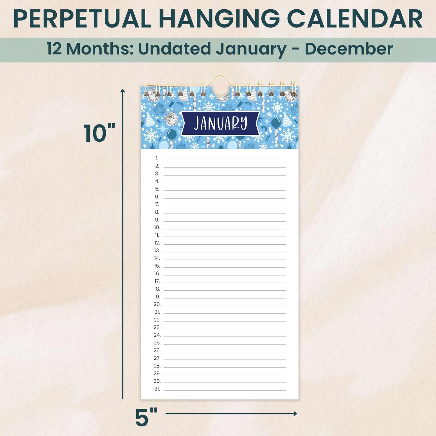 bloom daily planners Perpetual Calendar, 5&#x22; x 10&#x22;, Holiday Icons