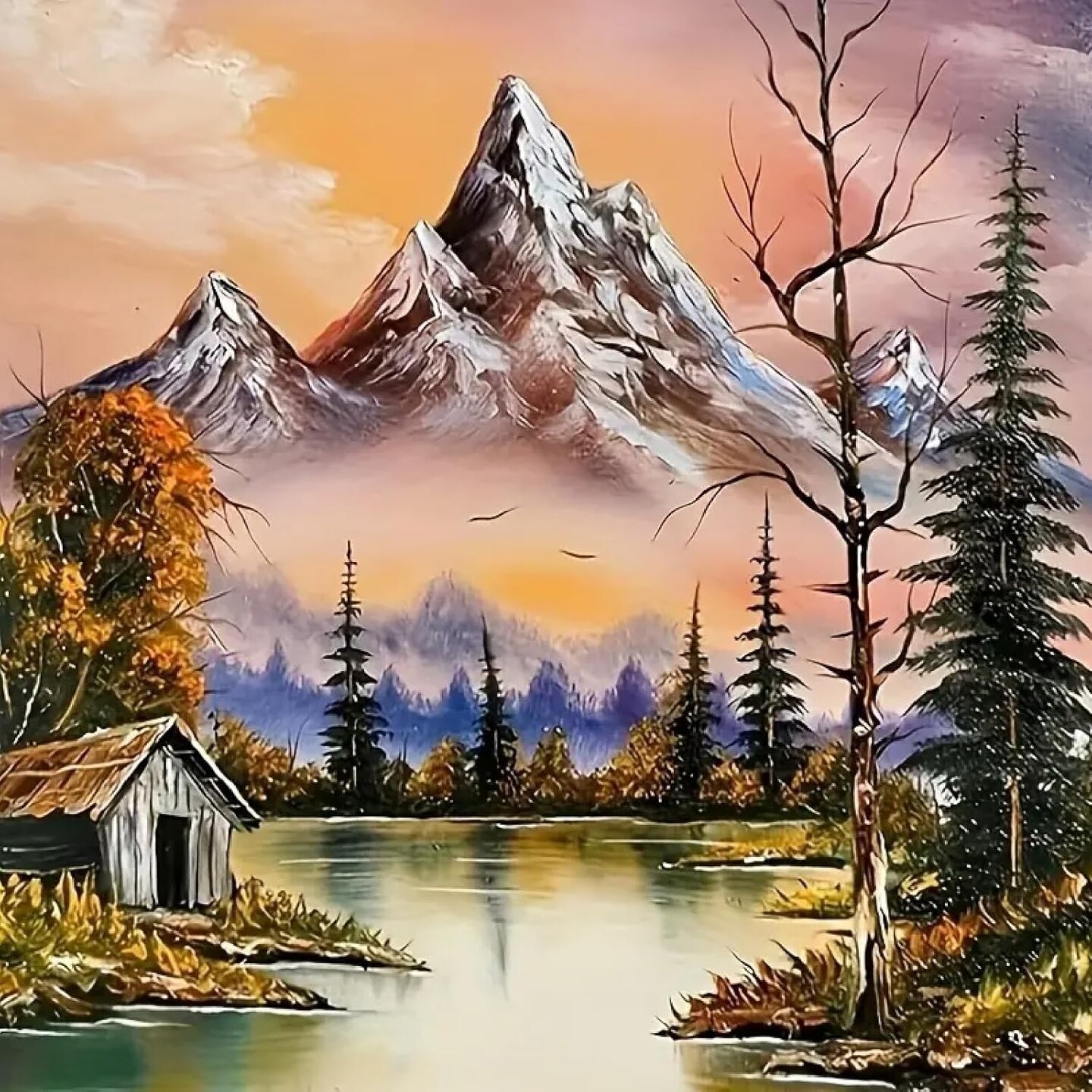 Mountain Lake Diamond Painting Kits for Adults, DIY Round Diamond Gem Art Kits, Diamond Dots Drill Art Kits Landscape for Beginners Picture Craft for Home Wall Decor 12x12 inch