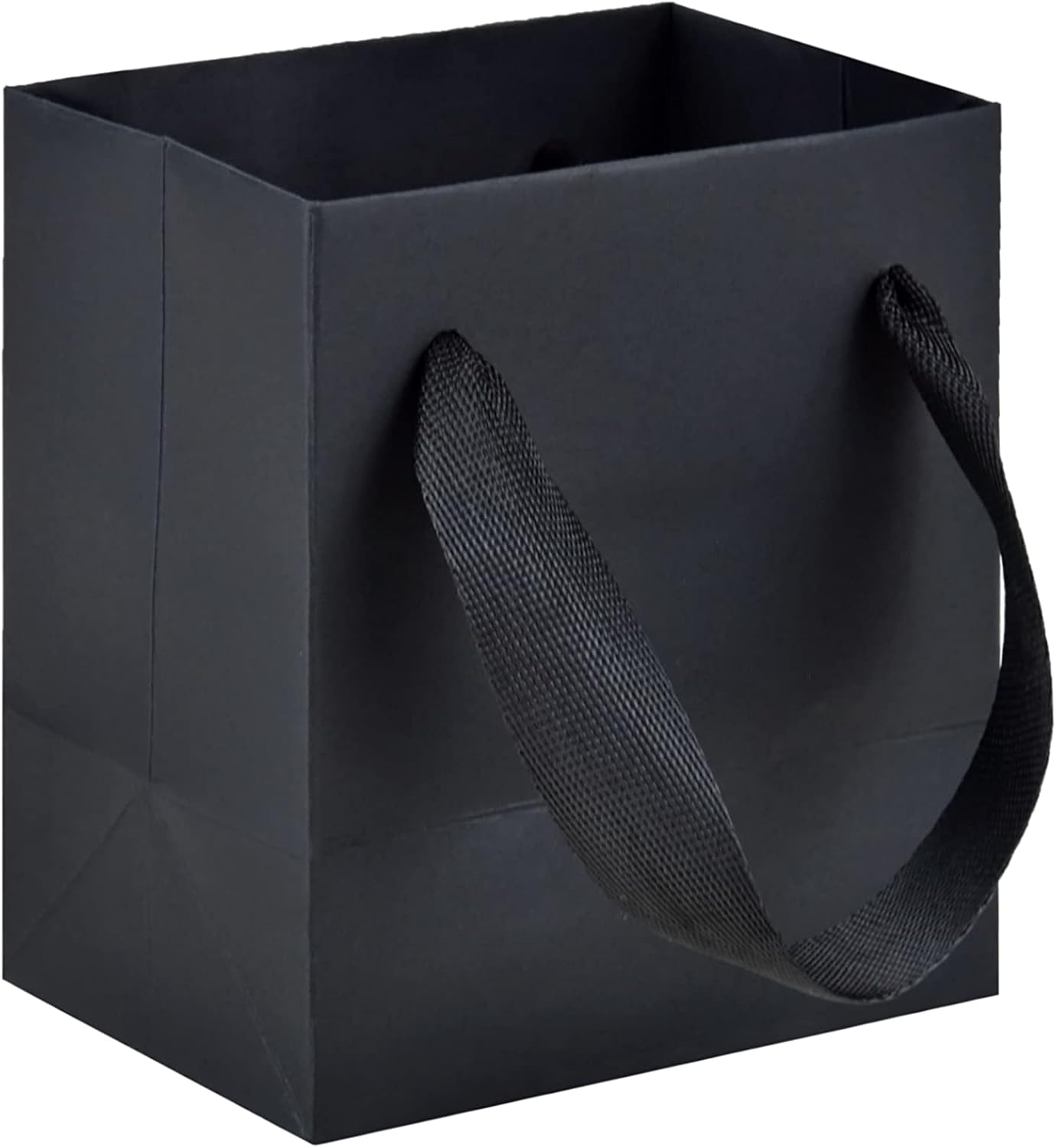 30-Pack Small Black Gift Bags with Ribbon Handles – 4 x 2.75 x 4.5 Inch Paper Bags for Parties, Weddings, Shopping, Crafts & Retail (Black)