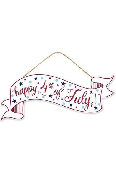 15&#x22; Wooden Banner Sign: Happy 4th of July