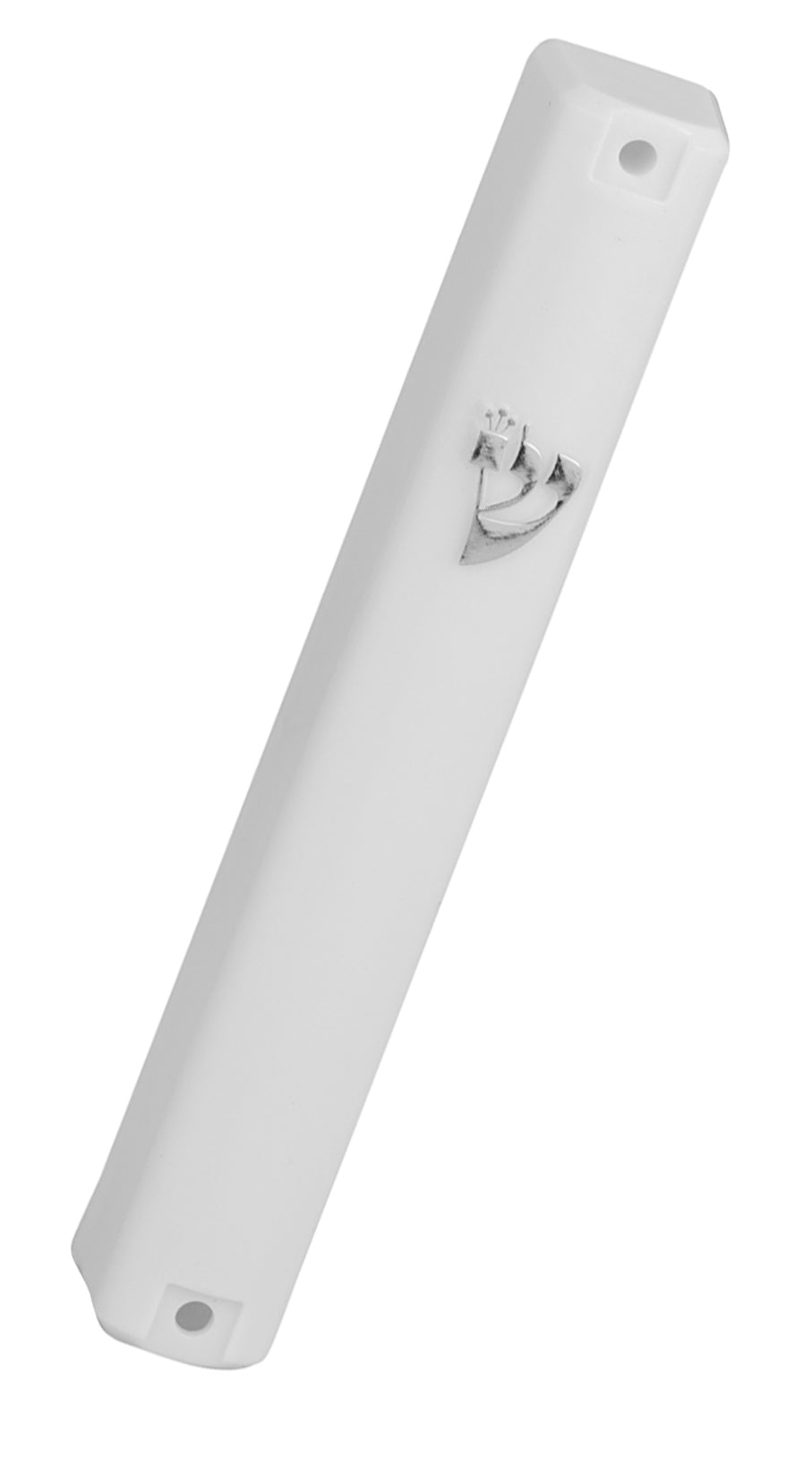 Waterproof Mezuzah Case White with Shin