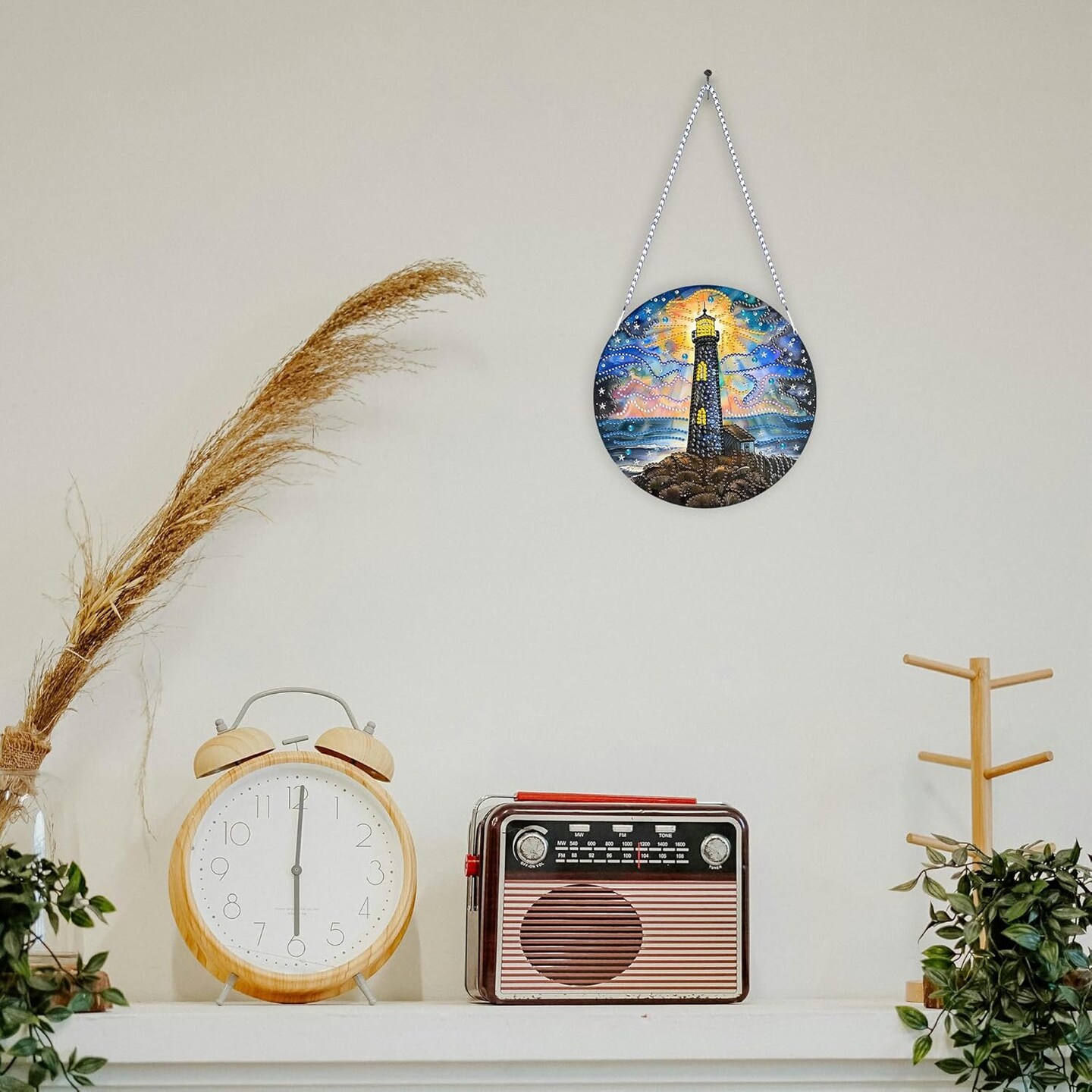 Hanging Diamonds Painting Pendant Kit Lighthouse, 7.4x7.4inch Gem Painting Board Art Kit Ornament, Special Crystal Diamond, Box Package