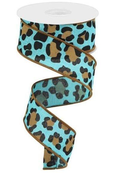 1.5" Leopard Print Ribbon: Teal (10 Yards)