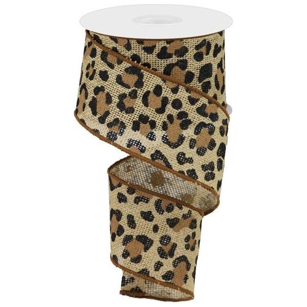 2.5&#x22; Leopard Print Ribbon: Natural (10 Yards)