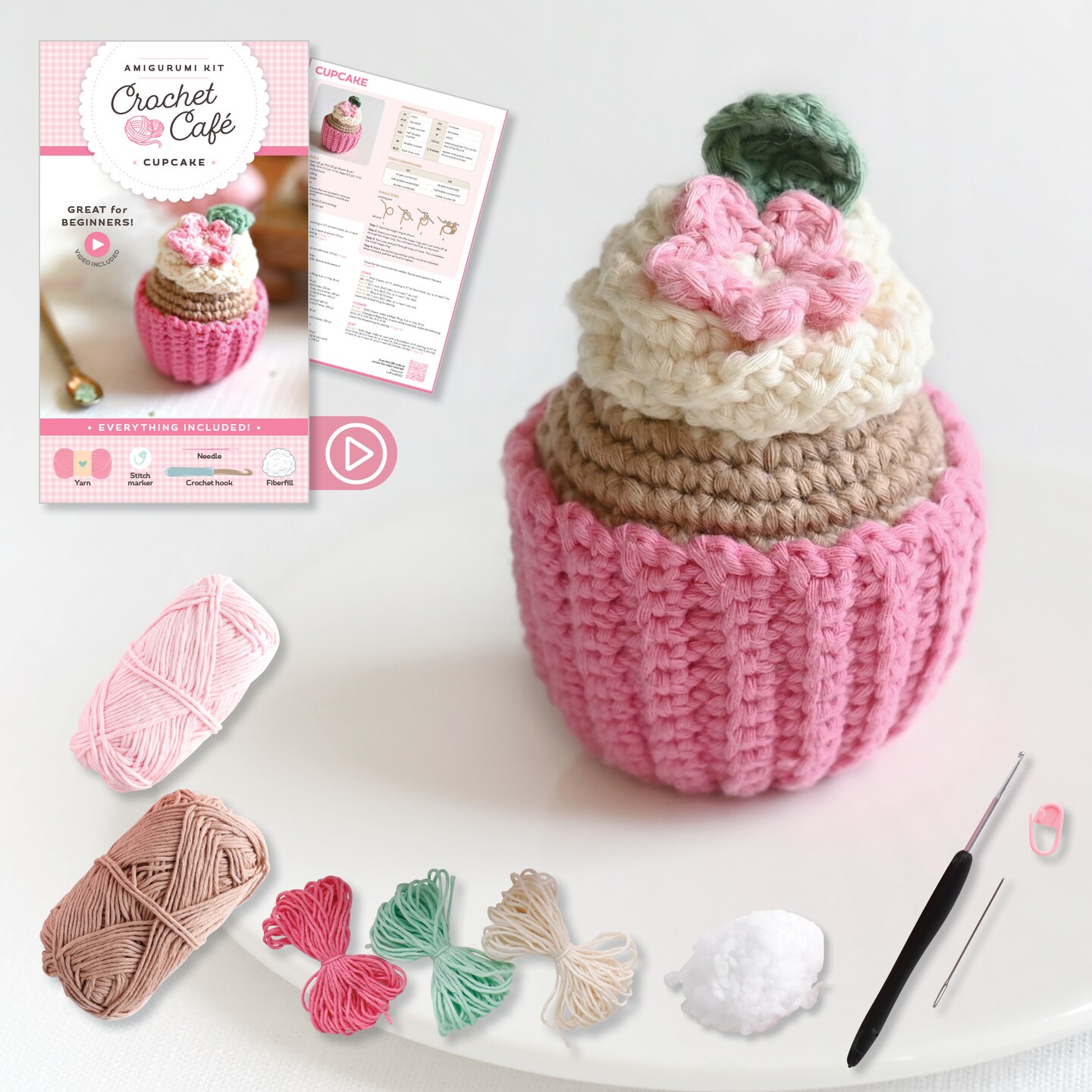 Crochet Cafe Amigurumi Kit Cupcake: Everything You Need Is Included!
