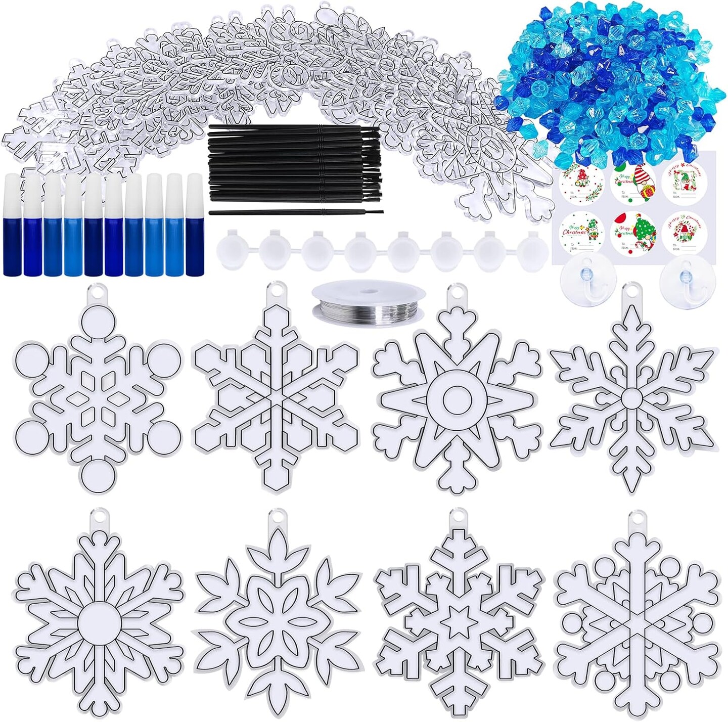 24 Sets Snowflake Suncatchers Ornaments Decorations Craft Kit