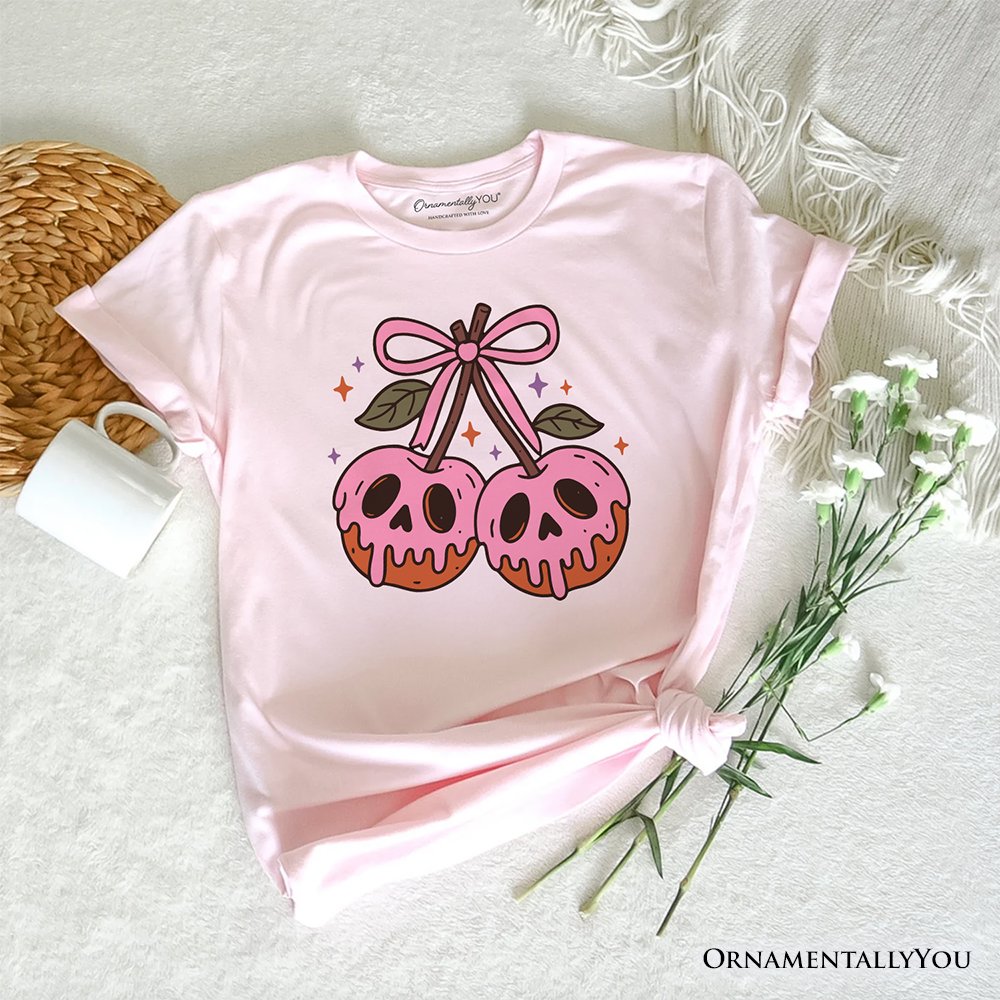 Sweet and Spooky Poison Cherries Halloween T-Shirt, Coquette Skulls Tee