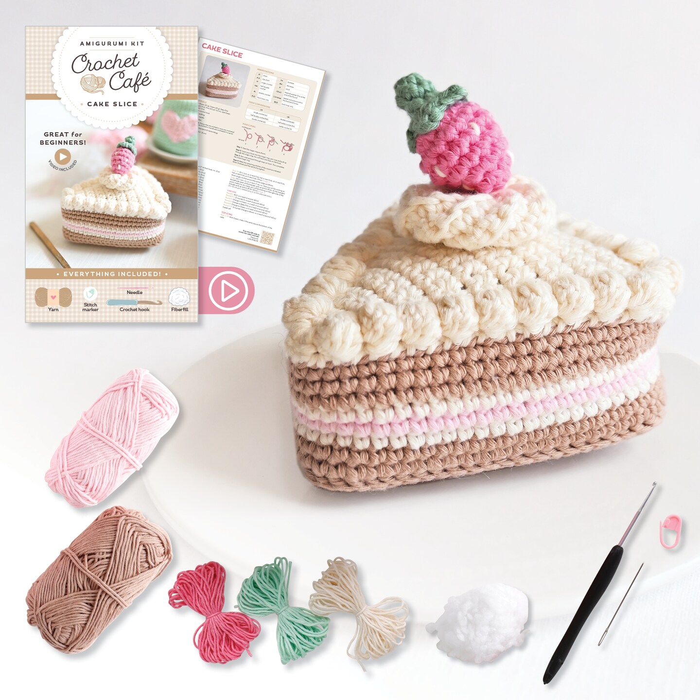 Crochet Cafe Amigurumi Kit Cake Slice: Everything You Need Is Included!