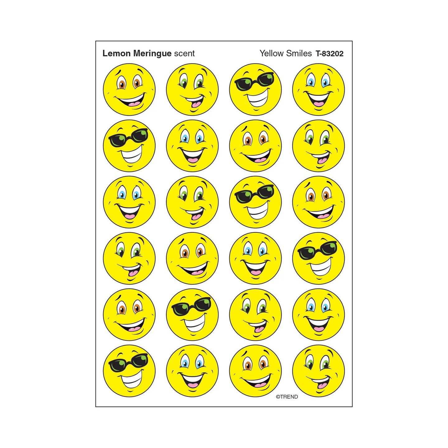 Scratch 'n Sniff Stinky Stickers® Yellow Smiles – Lemon Meringue Scent, 96 Count Fun Reward Stickers