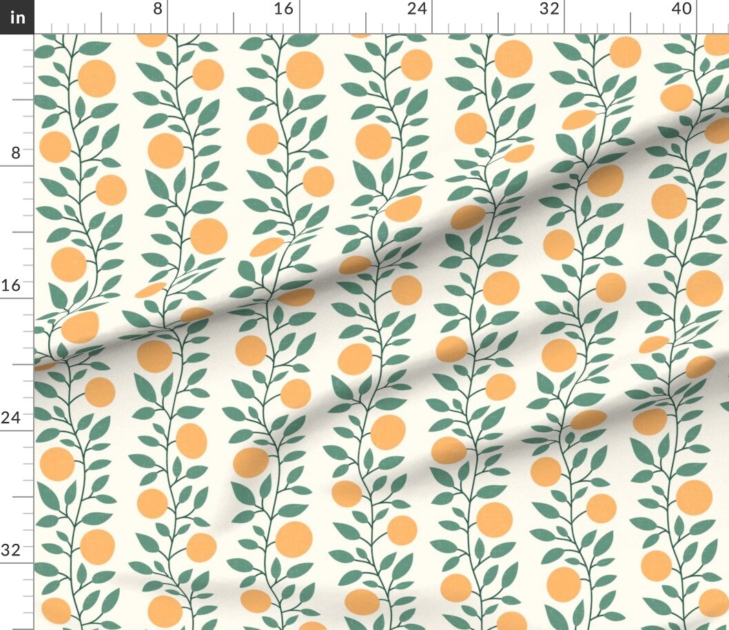 Various Fabrics by the Yard or Fat Quarter Oranges Vines Vertical Stripes Climbing Fuit Kitchen Custom Printed Fabric by Spoonflower