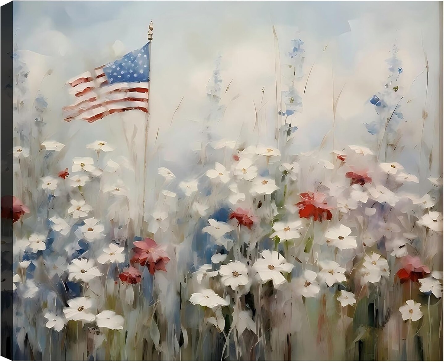 Modern American Flag Patriotic Canvas Wall Decor (Pic 1, 12L" x 8W")