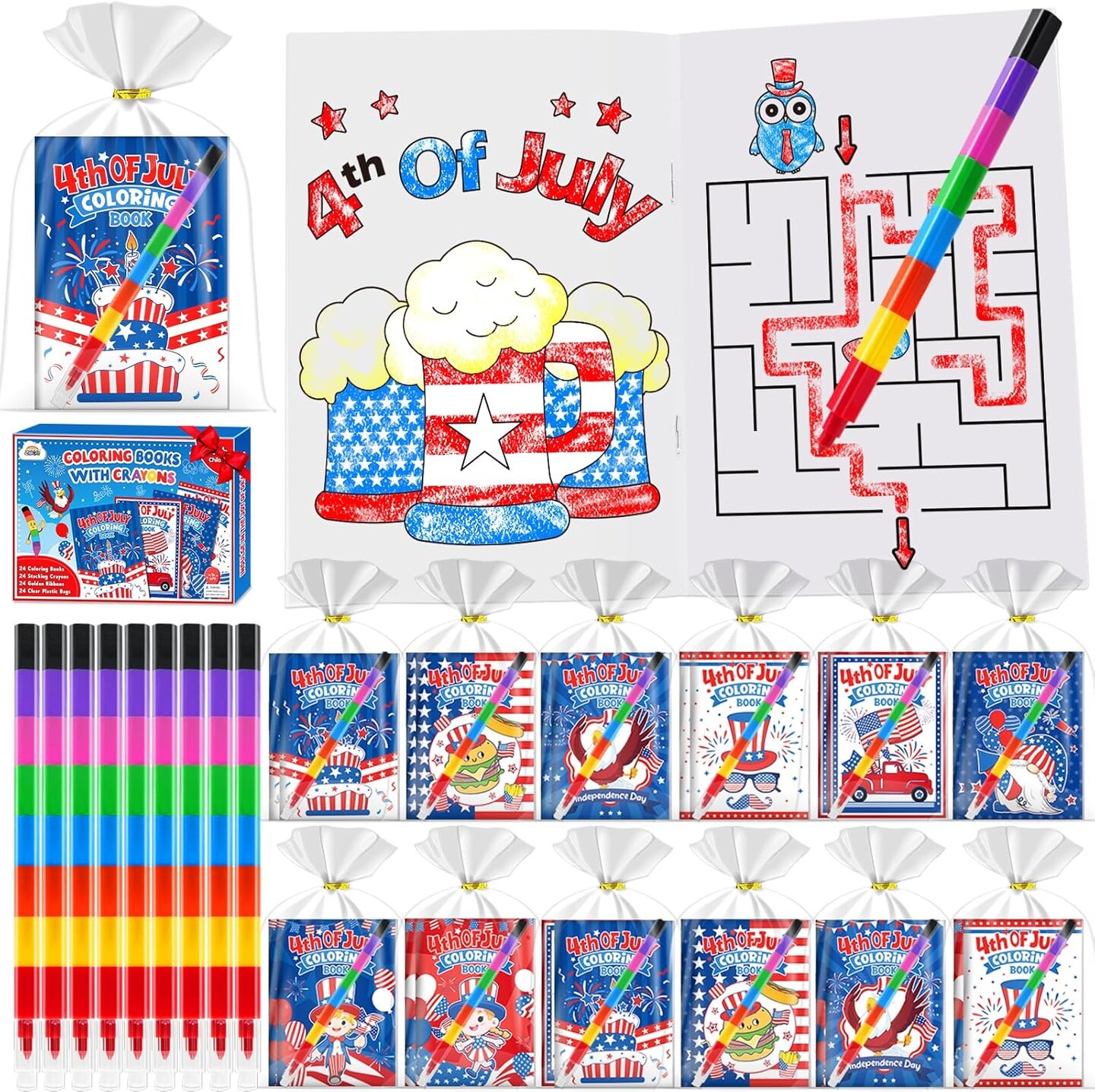 Bulk 24 Crayons Mini Coloring Books for Kids