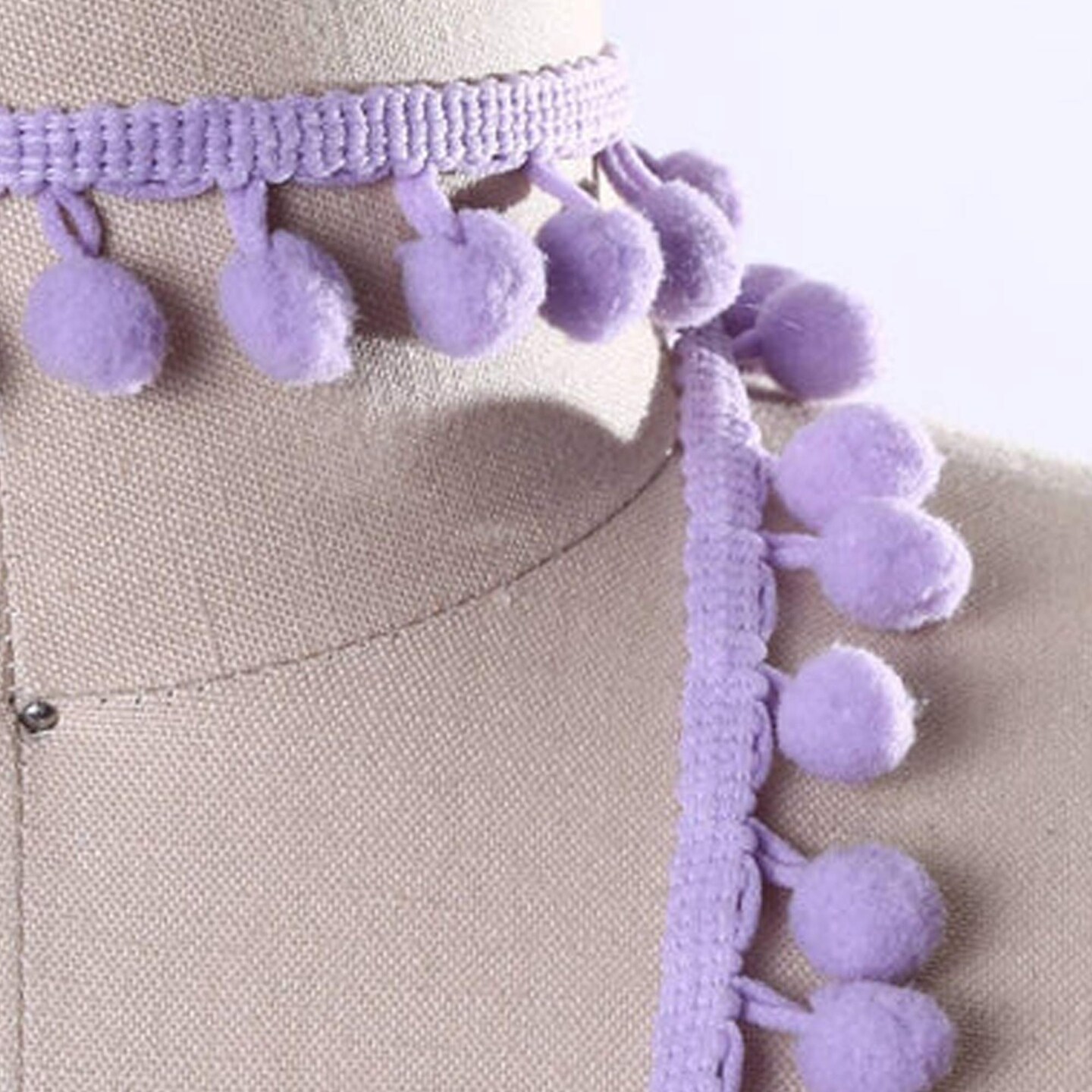 2 Yards Lavender Pom Pom Fringe Trim for Summer Dresses Hats and Bags