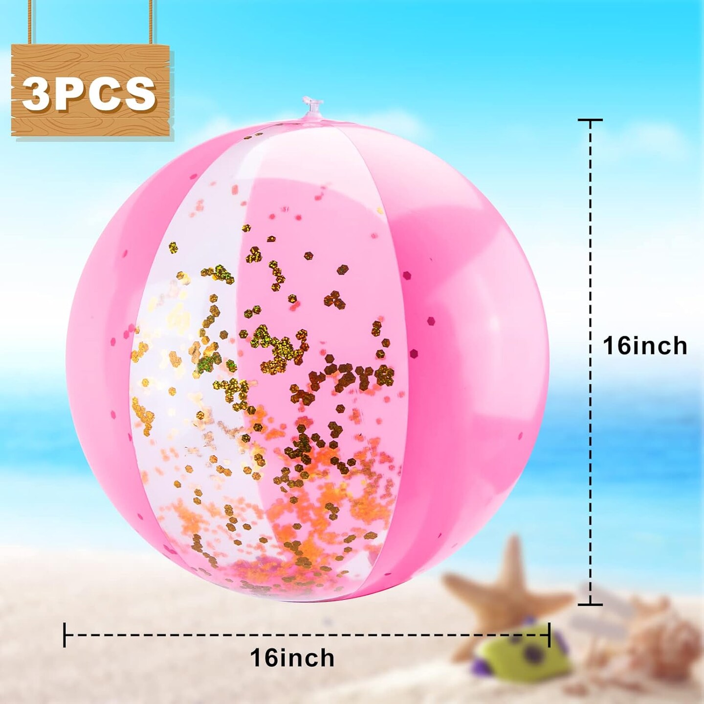 3 Pack 16 Inch Inflatable Beach Balls