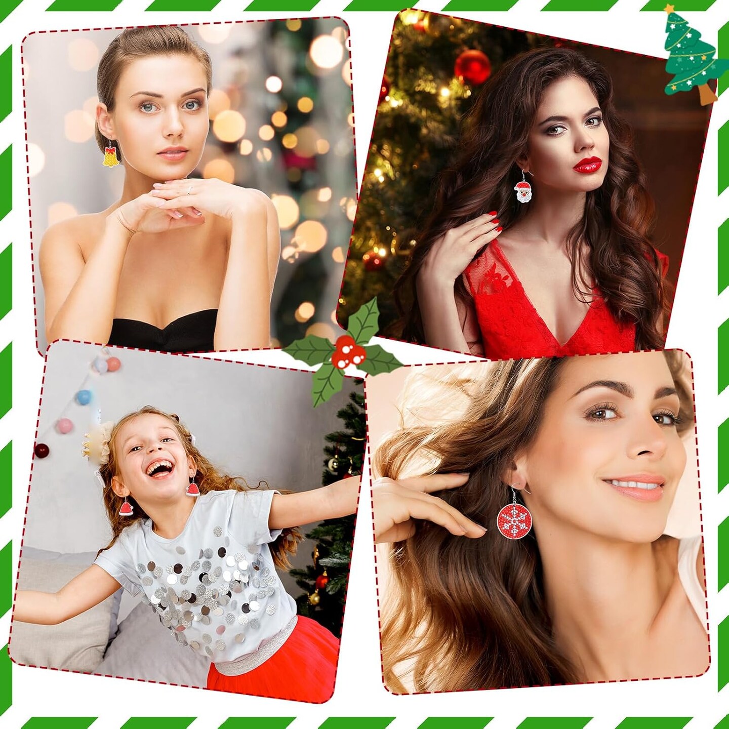 12 Pairs Christmas Diamond Art Earrings Making Kit