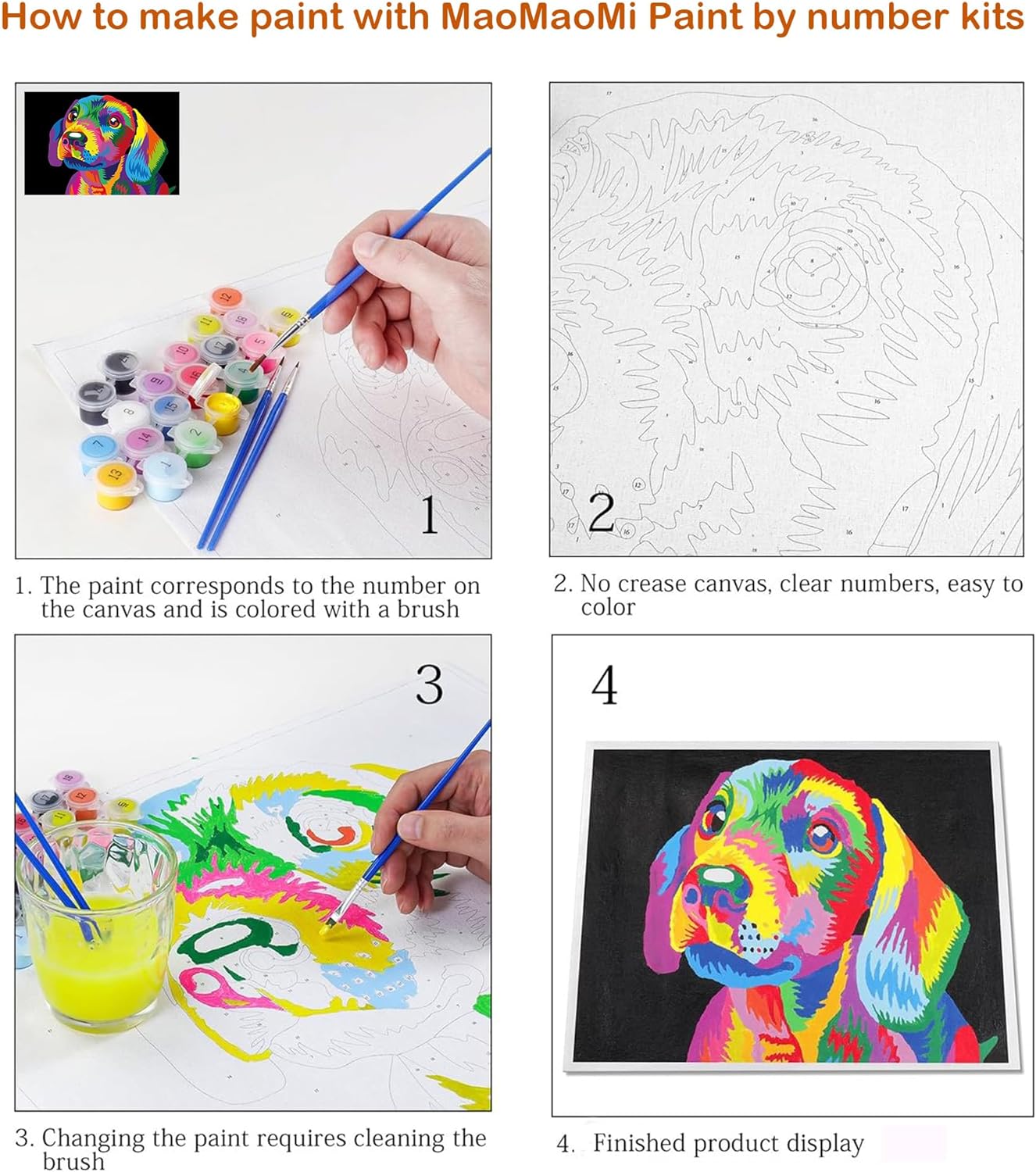 Paint by Numbers DIY Acrylic Painting Kit - 16" Wx20 L Colorful Bird Pattern