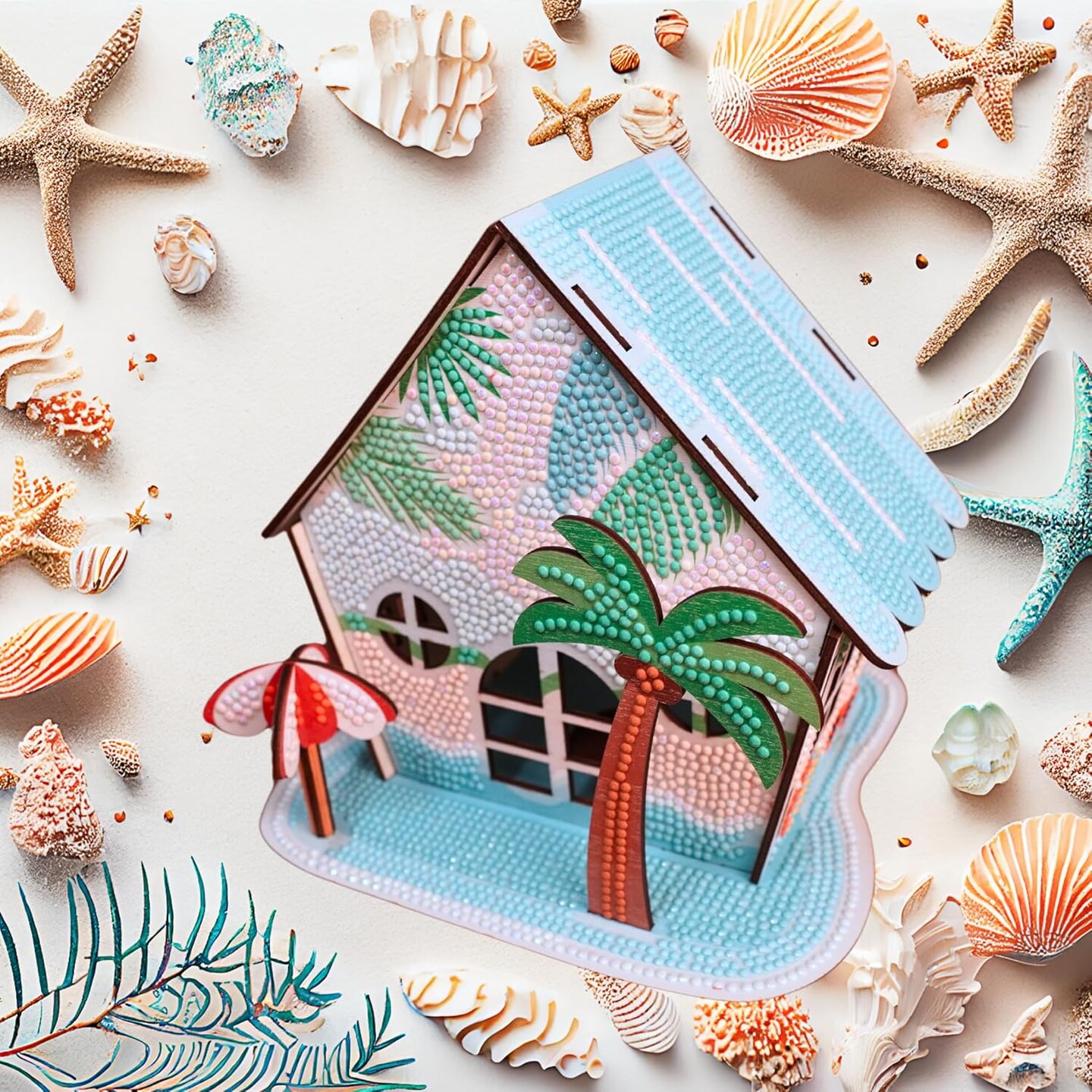 3D Diamond Painting Beach House Kit – DIY Summer House Miniature