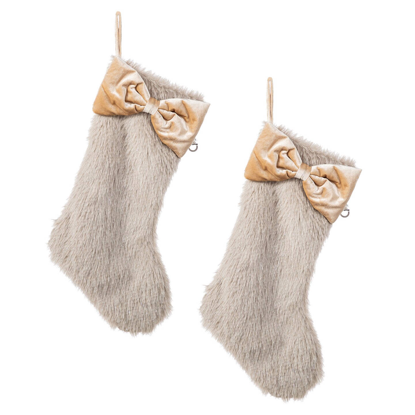Christmas Faux Fox Fur Stocking with Bow/ Christmas Tree Skirt Set