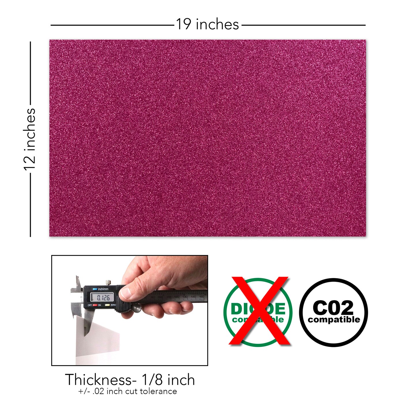 Glitter Acrylic Variety Pack, Glowforge Ready, 6 Sheets, 1/8th", 12"x19", Cast Acrylic, Craft Closet Brand