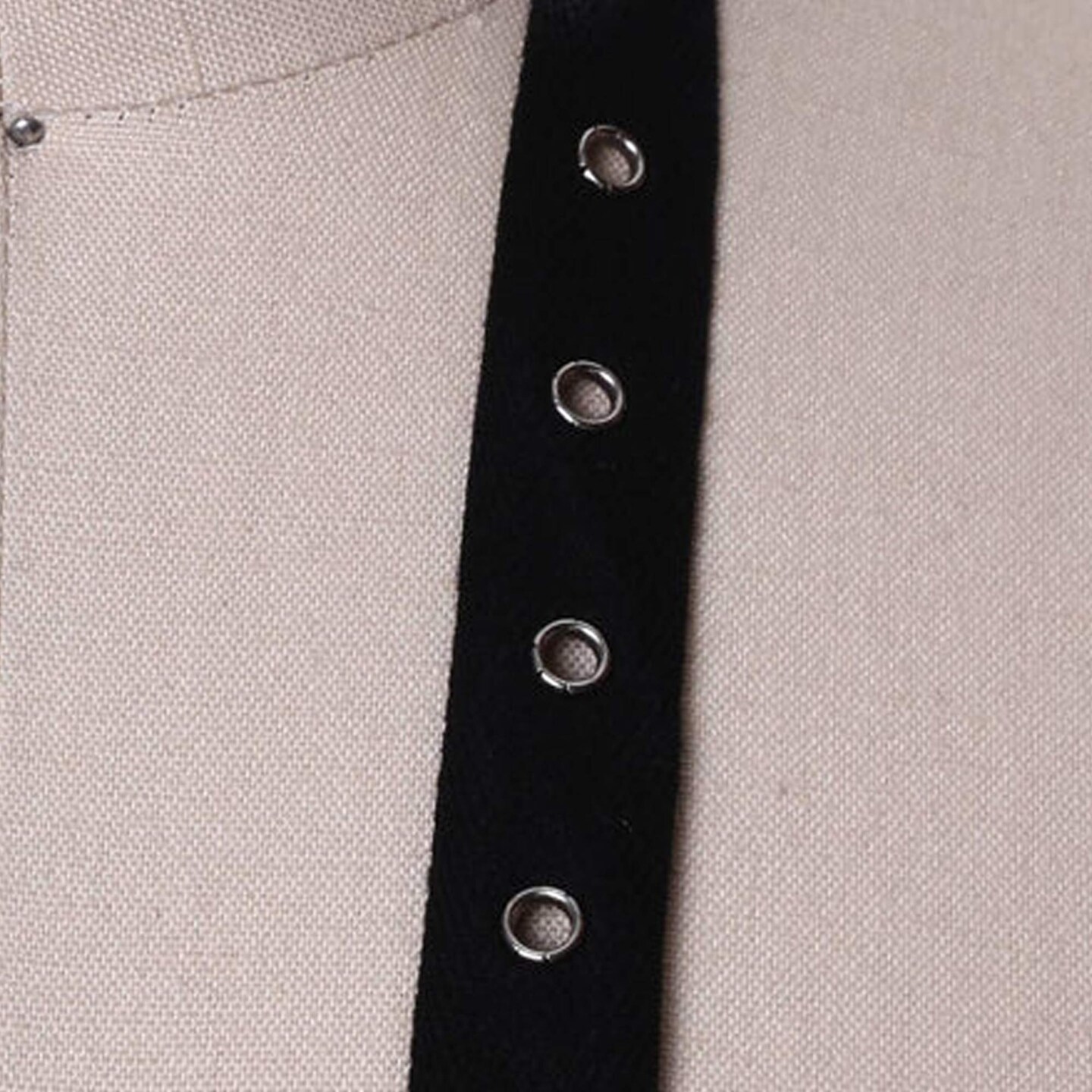 1 Yard Black Cotton Lacing Twill Tape with Nickel Metal Eyelets 0.75" Wide