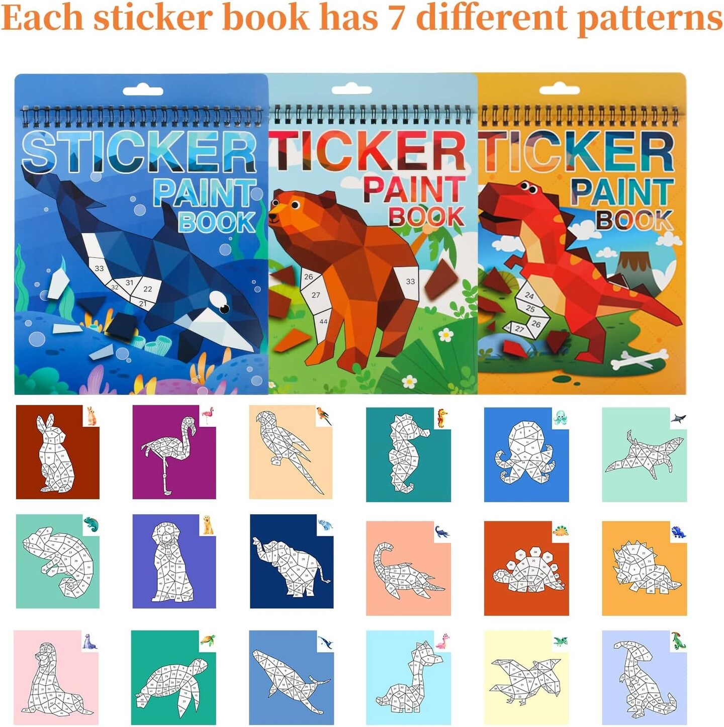 3PCS Sticker Paint Number Books Crafts