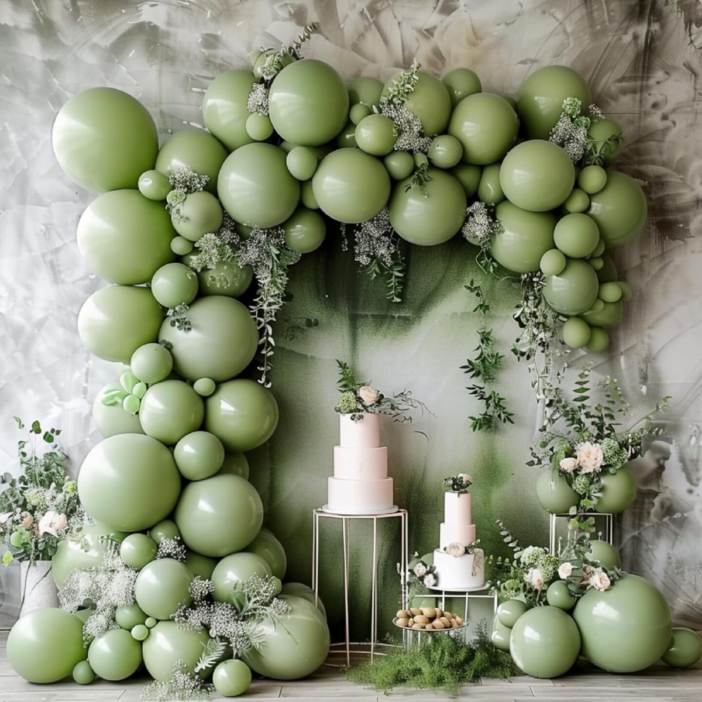 Green Balloon Garland Arch Kit, 100pcs Green Latex Balloons