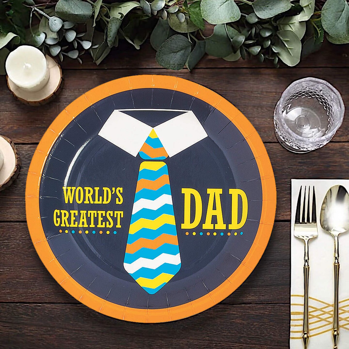 8 Count Father’s Day World’s Greatest Dad Dessert Plates 7" Party Paper Plates