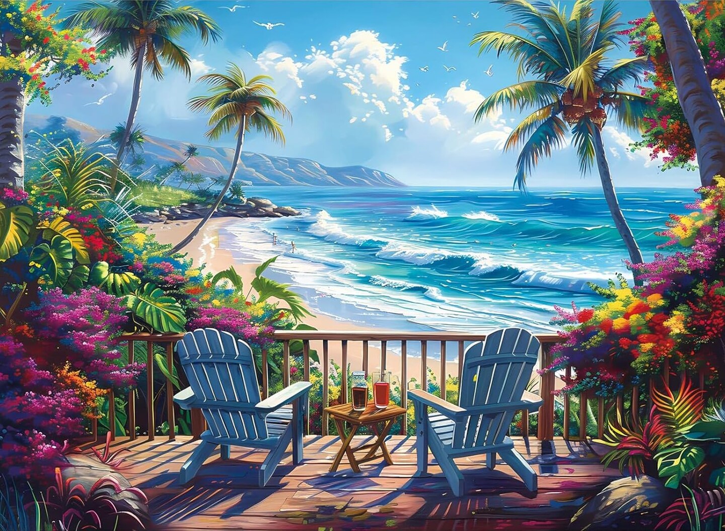 Scenic Beach 5D Diamond Art Kit for Adults - 11.8x15.7 Inch Tropical Seascape Gem Painting - Full Drill Beginner-Friendly Diamond Art Set for Relaxation & Home Wall Decor
