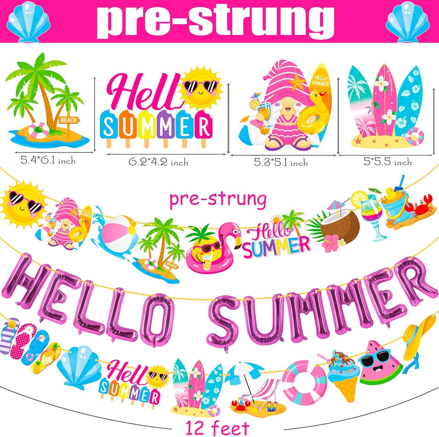 Hello Summer Letter Balloons and Banners (2pcs)