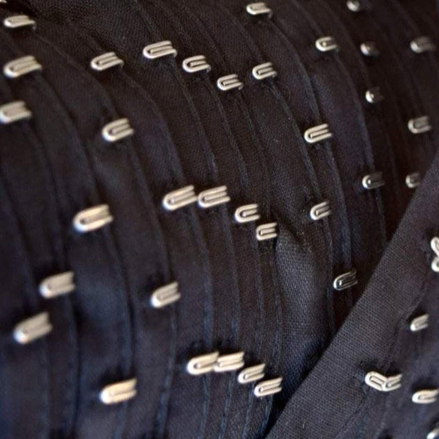 1 Yard Black Hook and Eye Tape Set 1/2&#x27;&#x27; Spacing on Each Side, Silver Hardware on Cotton Trim