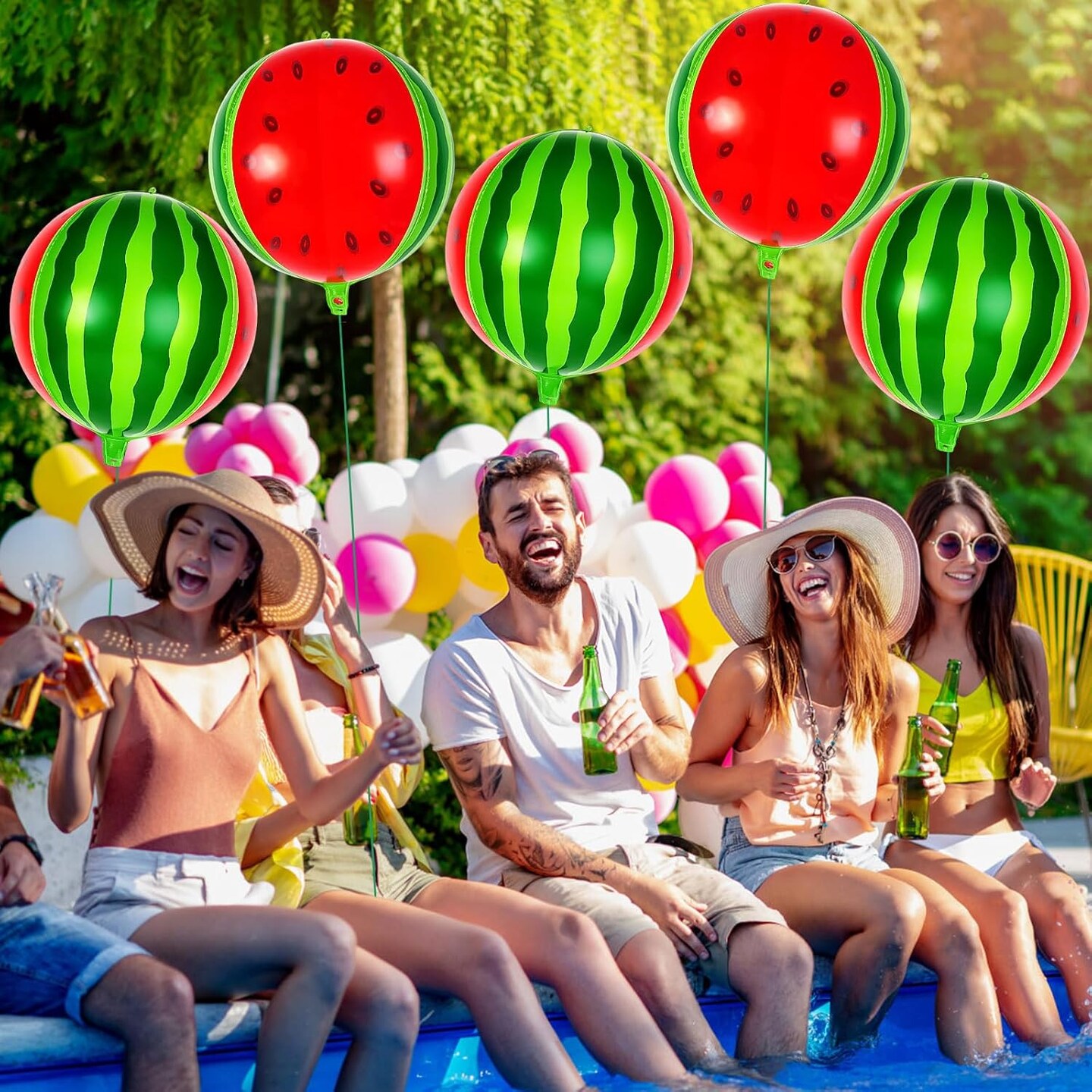 6 Pcs Round Watermelon Balloons