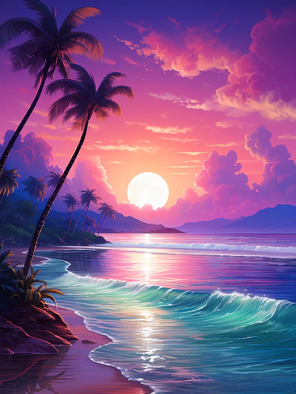 5D Diamond Painting Beach Sunset Scene Kits for Adults