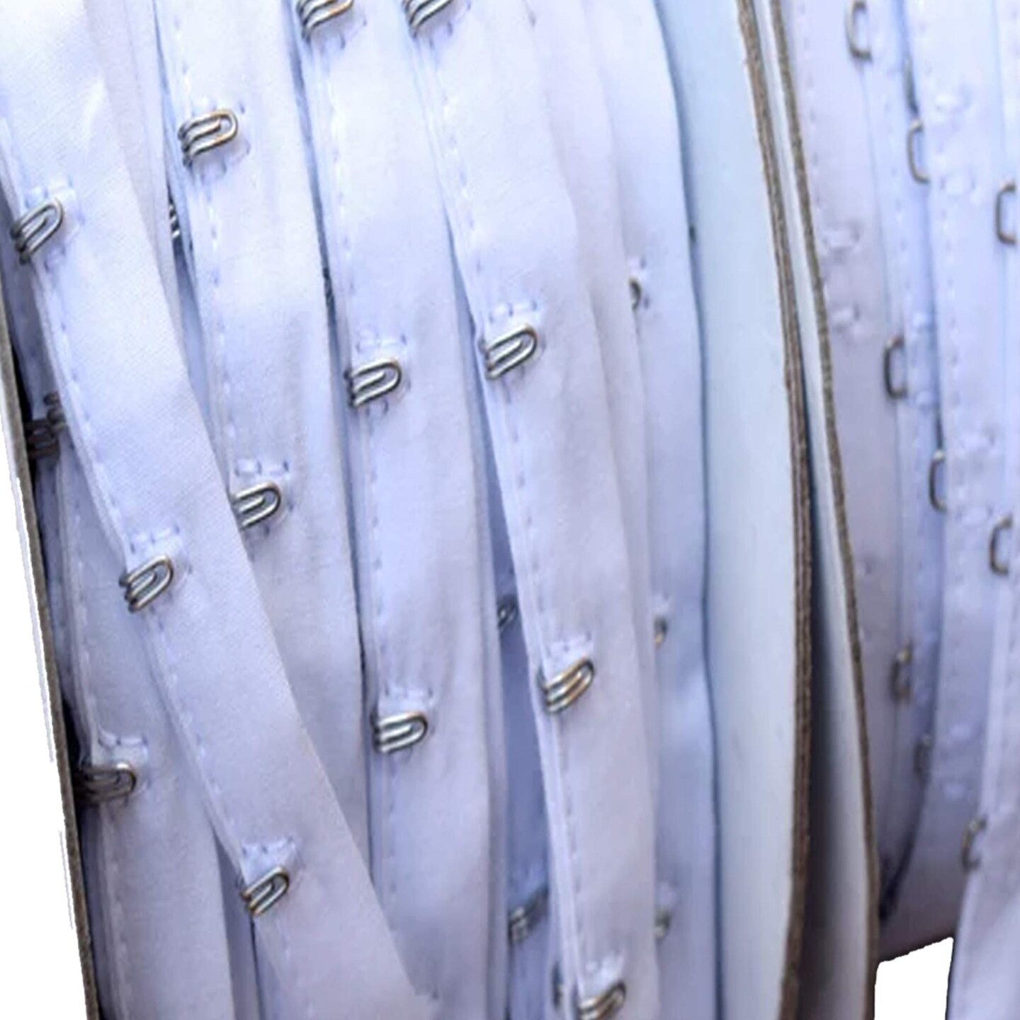 White Hook and Eye Tape Set &#x2013; 1 Yard, 1/2&#x22; Each Side, Silver Closure on Cotton Trim