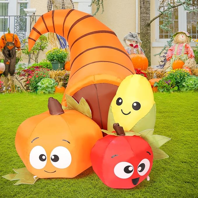 GOOSH 5.5 FT Long Thanksgiving Inflatables Fruit Combo with Built-in LEDs