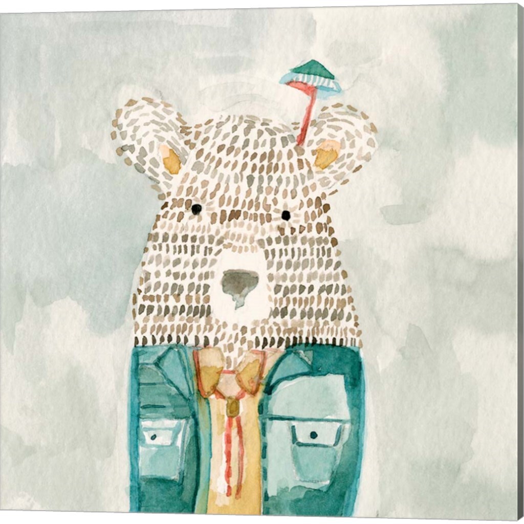 Deanie Beanie Bear &#x26; Mr. Bolo Bear by Natalie Timbrook 14&#x22; x 14&#x22; Canvas Wall Art (Set of 2)