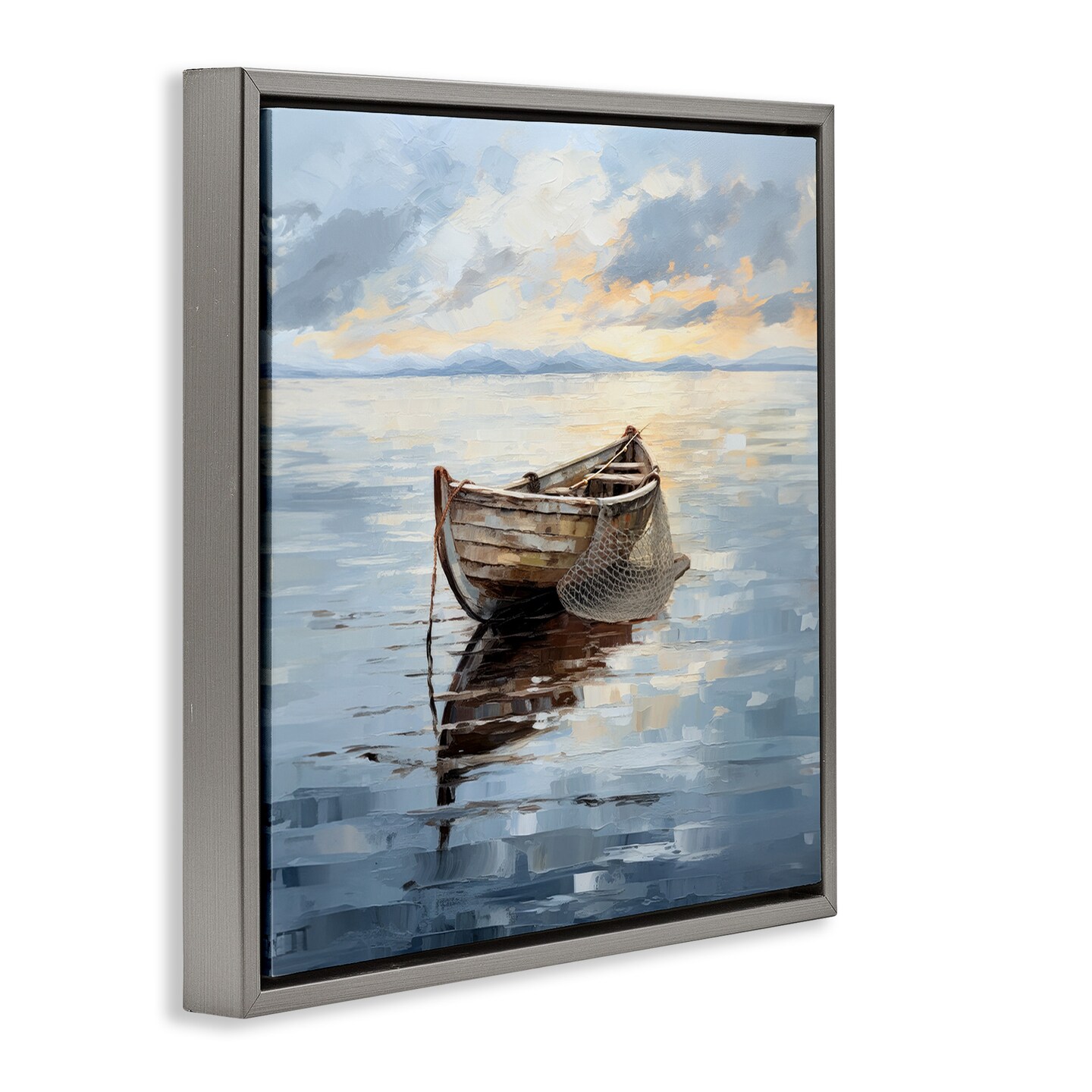 Stupell Industries Fishing Boat Painting Framed Floater Canvas Wall Art
