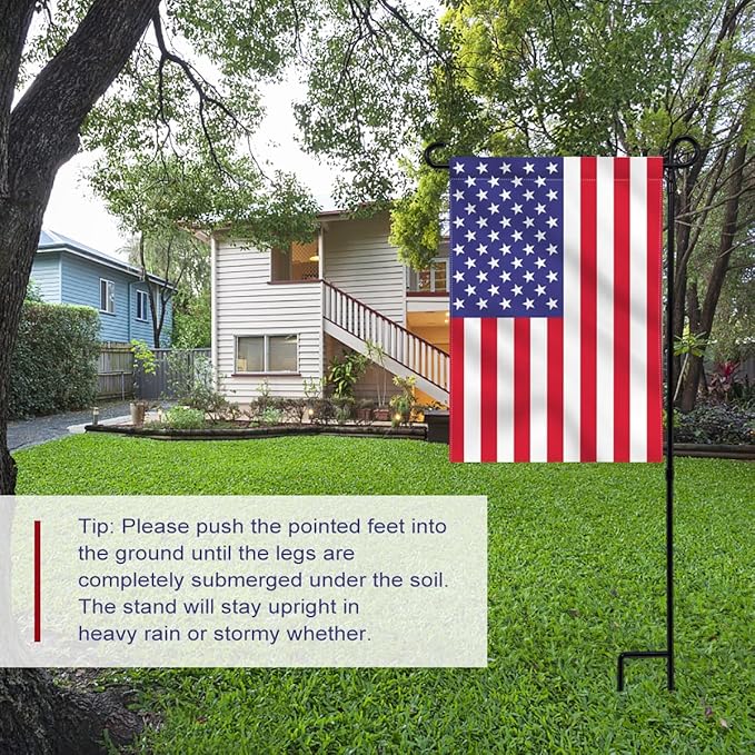 Garden Flag Stand Holder, Premium Yard Flag Holder Weather-Proof Metal Powder-Coated Flagpole for American Flag, Christmas Garden Flag, and Outdoor Garden Decor Decoration