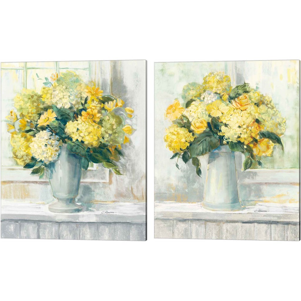 Endless Summer Bouquet Yellow by Carol Rowan 12" x 15" Canvas Wall Art (Set of 2)