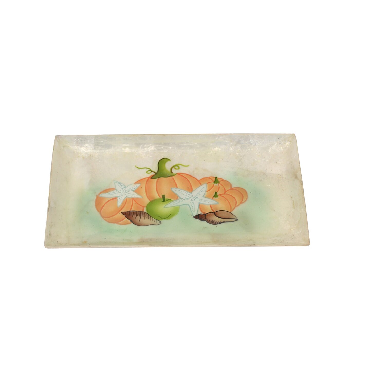 Capiz Tray Harvest By Sea Design 7.4 x 4 x 0.25 Inches.