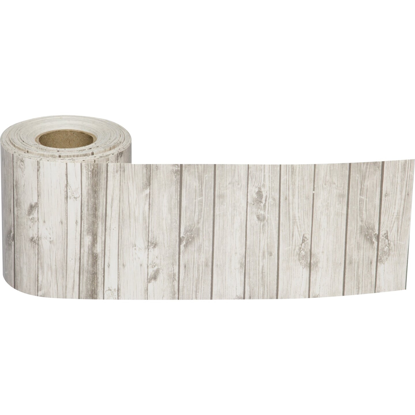 White Wood Design Straight Rolled Border Trim, 50 Feet