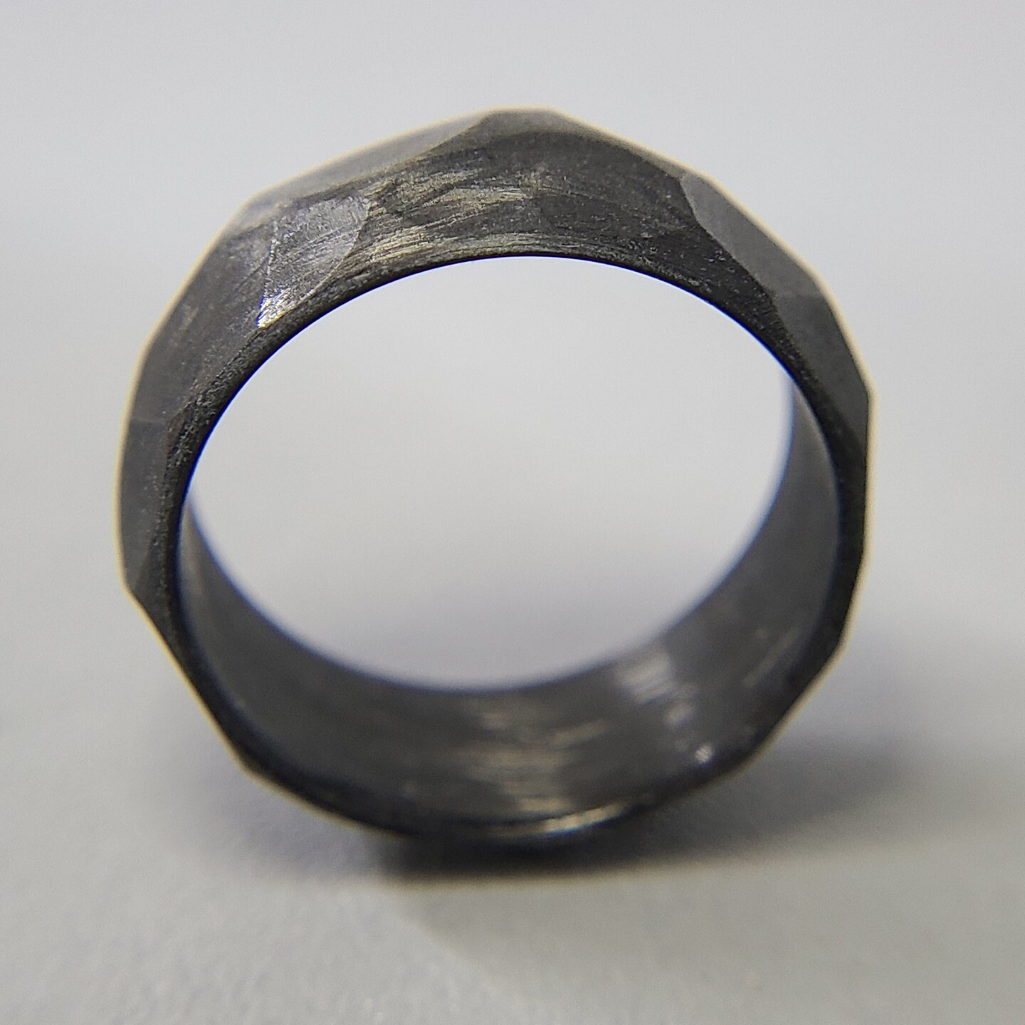 Men's or Women's Full Carbon Fiber Faceted Ring, Durable, Waterproof, Black Band, Sizes 4-16, Custom Ba product 2