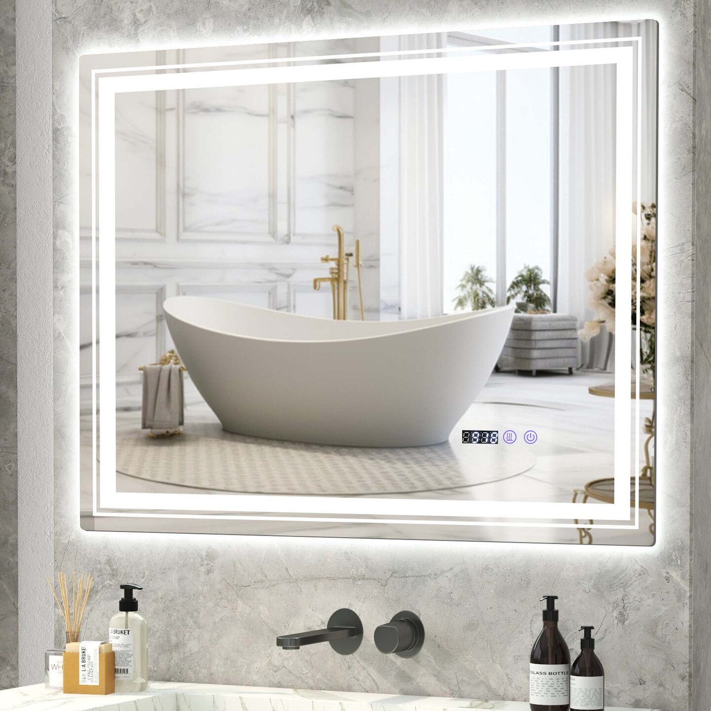 Costway 28&#x22; x 20&#x22;/32&#x22; x 24&#x22;/36&#x22; x 28&#x22; Defogging LED Bathroom Mirror Shatter-Proof Vanity Mirror 3 Colors