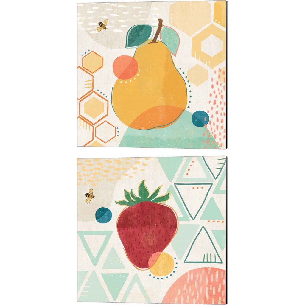 Fruit Frenzy B by Veronique Charron 14" x 14" Canvas Wall Art (Set of 2)