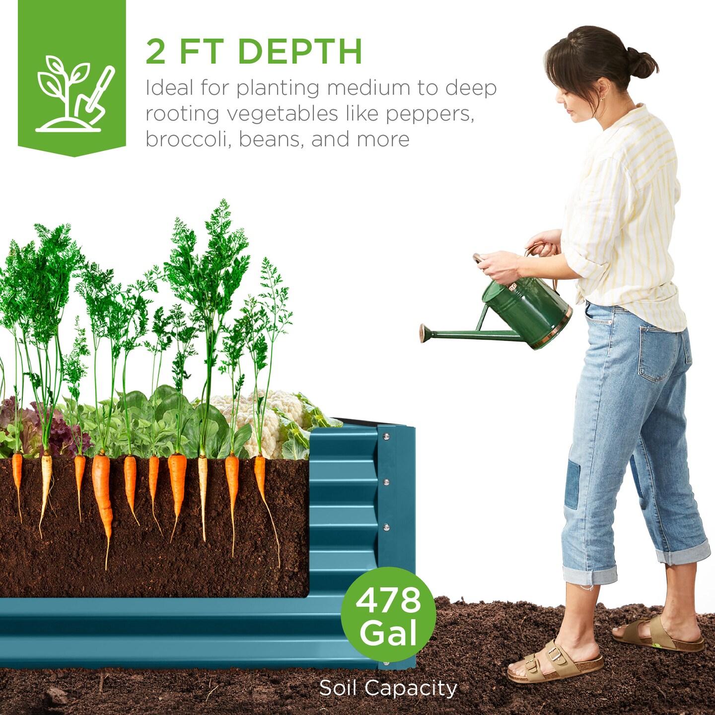 Best Choice Products 8x4x2ft Outdoor Metal Raised Garden Bed, Planter Box for Vegetables, Flowers, Herbs