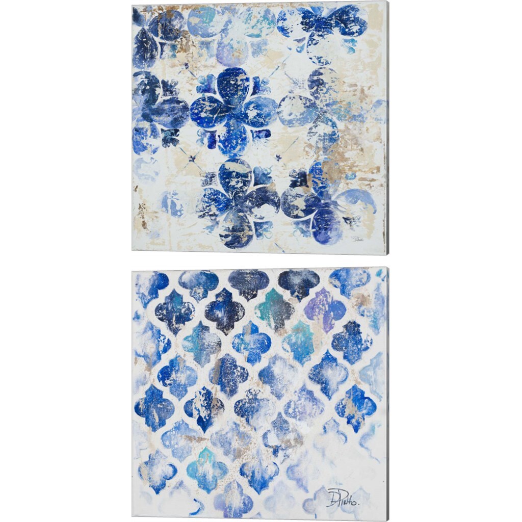 Blue Quatrefoil by Patricia Pinto 14&#x22; x 14&#x22; Canvas Wall Art (Set of 2)