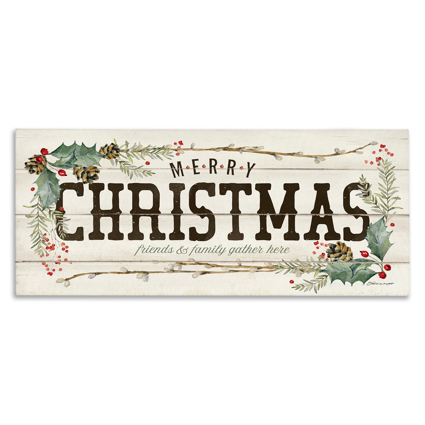 Stupell Industries Merry Christmas Friends & Family Canvas Wall Art