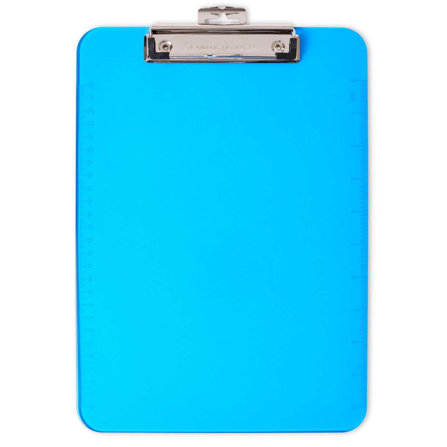 Plastic Clipboard, Letter Size, Low Profile Clip, Neon Blue