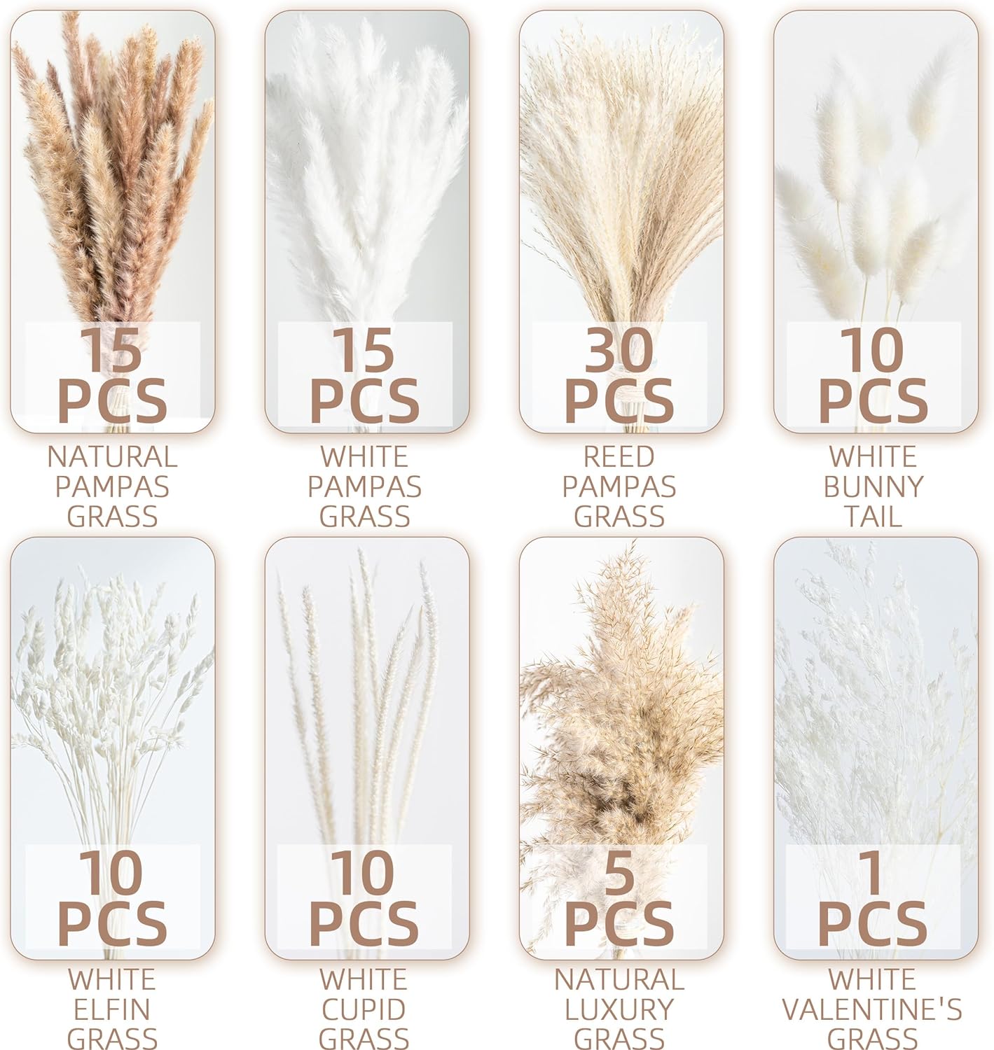 96 Piece Natural Dried Pampas Grass Boho Home Decor Bouquet Phragmites Dried Flowers Bouquet for Wedding Floral Arrangements Home Decorations (96 PCS)